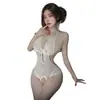 Lencería Sexy para Mujer, Uniforme Puro Deseo, Camisón de Malla con Tirantes de Encaje, Tentación de Entrepierna Abierta, Conjunto Erótico Morado, Provocador Talla Extra