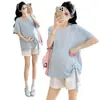 2026 Ropa de Maternidad de Calidad Primavera/Verano Nuevo Talla Grande Camiseta de Manga Corta con Cordón Top de Moda para Mamás Modernas que Salen