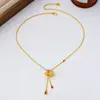 Nuevo Colgante de Calabaza de la Suerte Esmaltada Estilo Chino, Pendientes de la Fortuna, Collar, Calabaza Deslumbrante con Escamas de Dragón Láser, Juego Chapado en Oro