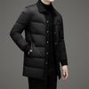Nova moda de inverno casual malha costura lapela trespassado longo fino casaco para pai de meia-idade