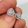 Cao Shi deseo pendientes de botón con forma de corazón, microincrustados de circonita AAA Super Brillante, superventas europeos y americanos, pendientes de regalo de cumpleaños para mujer