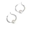Pendientes de Perla Estilo Francés de Lujo Ligero con un Toque de Alta Gama, Versátiles Pendientes de Aro de Plata Plateados, Accesorios para Orejas Únicos y Hermosos