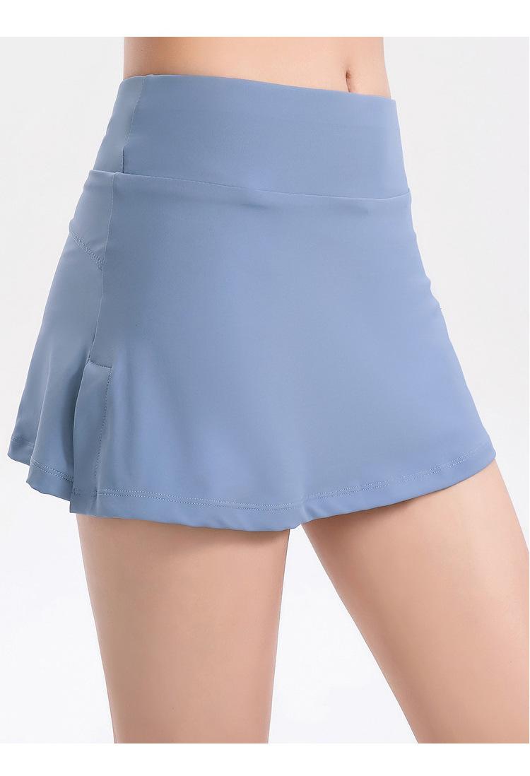 跨境假两件运动短裤女弹力速干跑步瑜伽裤防走光高腰健身短裙_1