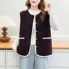 Chaleco de moda coreano talla grande para principios de otoño, 100 kg, estilo inspirado en Chanel, cárdigan versátil para superponer 0840