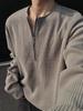 Suéter Gris Cleanfit de Media Cremallera para Hombre Primavera y Otoño 2025 Estilo Relajado Suéter Retro Americano de Alta Gama