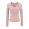 Xmy2543-25 Nuevo Estilo Otoño Estilo Coreano Sexy Sexy Con Capucha Cuello en V Delgado Delgado Camiseta de Manga Larga