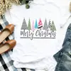 Camisa de cuadros para mujer, árbol de nieve vintage de los 90, linda para otoño e invierno, ropa de Feliz Navidad, cuello redondo