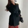 Tamaño actualizado. Chic coreano, blazer de lana estilo francés, abrigo de lana de longitud media con forro acolchado