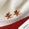 Moderna Colección de Pendientes Retro de Lujo Ligero Rojo Ancola con Gota de Aceite, Pendientes Versátiles Simples para el Uso Diario para Mujeres