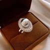 Estilo Frío Lujo Accesible Anillo Abierto Asimétrico de Corazón con Perla y Zircón Anillo de Dedo Índice Súper Brillante a la Moda Joyería de Mano de Alta Gama