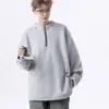 Moletom desconstruído com zíper meio zíper e tachas, estilo retrô americano, ombro com ombreira, para homens e mulheres, estilo high street, novo primavera/outono 2026, manga longa solta