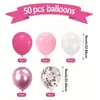 Conjunto Combinado de Balões Rosa Amazon 50 Peças Arco de Balões Evento Temático Festa de Aniversário Decoração de Cena