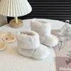 Botas de Piel Gruesa para Bebé Niña Invierno Estilo Nuevo Cálidas para Niños Botas de Nieve Estilo Coreano de Caña Media Color Sólido Botas Cortas Juguetonas