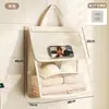 Nova bolsa de pendurar transparente para banheiro, bolsa de armazenamento tipo cesta de pendurar, ferramenta de armazenamento de roupas para troca e banheiro montada na parede para dormitório