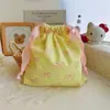 Algodón de color con estampado de lazo cordón de ajuste bolsillo con cordón bolsa de almacenamiento bolsa de almacenamiento para el hogar y viajes fabricantes venta al por mayor