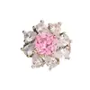 Douyin Transmissão ao Vivo Flor de Cerejeira Cartão Diamante Rosa Anel de Flor de Diamante Doce Elegante Alto Padrão Diamante Sintético Diamante Colorido Pedra Colorida Atacado Fábrica