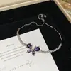 Pulseira Manta Rose Pérola Zircônia Roxa, Pulseira Estilo Moda Retrô Francês, Joias de Luxo Leve e de Alta Qualidade
