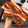 Bufanda larga de satén de seda de imitación naranja con costuras vintage finas de primavera y otoño para mujer, para uso profesional, para corbata y bolso.