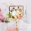 Decoração de Bolo Dia das Mães Flores Bonitas Cartão de Bolo de Aniversário Bandeira de Amor Acrílica Sobremesa de Festa