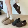Zapatos Birkenstock Retro de Suela Gruesa y Felpa Fina para Mujer 2026 Otoño/Invierno Nuevos Redondos sin Cordones Suela Suave Versátiles Zapatos de Abuela para Mujer