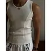 Regata Patchwork Estilo Americano para Verão, Masculina Justa Esportiva Fitness Canelada Alta Elasticidade Absorvente de Suor Respirável