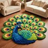 Tapete de Piso 3D de Diatomeas con Diseño de Pavo Real Transfronterizo para Uso Doméstico, Absorbente de Agua, Secado Rápido, Cobertura Total Interior, Antideslizante y Resistente al Desgaste
