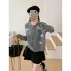 Cardigan de Tricô Macio e Aconchegante Estilo Coreano com Laço Perfumado para Mulheres Outono e Inverno Novo Estilo Doce Versátil Jaqueta Suéter para Pessoas Baixas