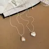 Collar Colgante Corazón Gota de Agua Cepillado Coreano, Simple Elegante, Cadena Clavícula de Gama Alta, Joyería de Moda Versátil de Nicho