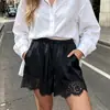 Amazon transfronteiriço novo estilo europeu e americano acabamento em renda acetinada shorts soltos confortáveis e estilosos