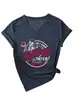 Camiseta de Verano de Manga Corta con Cuello en V para Mujer de Tallas Grandes (100 kg), con Diseño y Estampado Únicos, Top Adelgazante