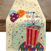 Celebración Transfronteriza Feliz Cumpleaños Mantel Lino Estampado Mesa de Sala de Estar Mesa de Centro Zapatero Paño Decorativo de Vacaciones Camino de Mesa