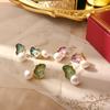 Nuevos Pendientes de Hoja de Loto Esmaltada Estilo Chino con Perla, Lujo Ligero, Sensación de Alta Gama, Pendientes de Perla de Concha, Pendientes de Moda y Versátiles para Mujer