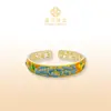 Fushi Prata Pura 999.9 Esmalte Peônia Pica-pau Prata Esterlina Sólida Pulseira Aberta Estilo Chinês Joias de Prata para Mulheres Fornecimento Atacado