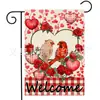 Bandera de Jardín Roja de Corazón y Rosa para el Día de San Valentín Transfronteriza Decoración Exterior de Lino Doble Cara