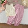 Conjunto Casual para Niñas Estilo Coreano, Nuevo Top sin Mangas a la Moda de Verano y Pantalones Cargo, Set de Dos Piezas para Niños