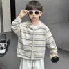 Cárdigan de Punto con Capucha a Rayas para Niños Primavera y Otoño Estilo Coreano Ropa Casual Elegante para Niños Pequeños y Niños Pequeños Ropa de Comercio Exterior