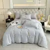 Suave juego de ropa de cama de lujo con estampado floral rosa, tela cepillada de doble cara engrosada, fresco y dulce, adecuado para todas las estaciones en el dormitorio