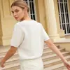 Fábrica de Suéteres Dalang Cardigã de Tricô Vazado Estilo Coreano Fresco Off-White Personalizado para Mulheres Gola V Botão de Coração Manga Curta Verão