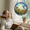 Cruz Girasol Colibrí Vitral Colorido Colgante Adorno de Vidrio para el Hogar Decoración de Ventana Jardín Atrapasol