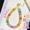 Pingente Longo para Lanyard de Celular com Raiz de Bodhi Multi-Preciosa Estilo Casal Pingente Anti-Perda para Capa de Celular Chaveiro Decorativo com Contas