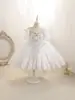 2026 Nuevo Modelo Vestido de Cola Infantil Vestido de Dama de Honor Princesa Tul Abullonado Vestido de Anfitrión para Niñas Atuendo para Presentación de Piano