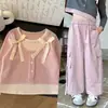 Camiseta de Manga Larga acanalada para Niña AINI, Falsa Dos Piezas con Lazo, Ropa Interior para Primavera y Otoño, Top Versátil de Moda para Niña