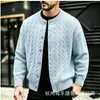Cross2026 Otoño Invierno Nuevo Suéter de Punto Trenzado de Cuello Redondo para Hombre Ropa de Punto Moda Juvenil Chaqueta Cardigan Casual para Hombre