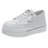 Zapatillas Blancas de Cuero Genuino para Mujer que Aumentan la Altura, Nuevos Zapatos Deportivos Casuales de Suela Gruesa Primavera/Verano 2026, Zapatos de Doble Uso