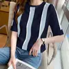 Camiseta de Manga Curta com Design Jacquard Feminina 2025 Primavera Nova Estilo Ocidental Redutora de Idade Top Base Europeu