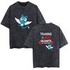 Playera de Manga Corta para Pareja Lavada Animación Secundaria Fairy Tail Cola de Duende Suministro Transfronterizo Exportación
