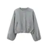 Comercio electrónico transfronterizo de AliExpress: Moda femenina europea y americana, la nueva colección otoño/invierno de ZA, cuello redondo, suave, chaqueta bomber corta