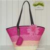 Bolso de Paja Bohemio Floral de Gran Capacidad de un Solo Hombro, Nuevo Bolso Tejido de Paja de Trigo Rayado, Bolso de Playa para Vacaciones en la Costa