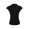 Atacado de Roupas Femininas Transfronteiriças Estilo Americano Sexy Pura Luxúria Gola Alta Parcial Cobertura de Ombro Simples Slim Camiseta de Base Feminina