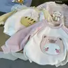 Moletom de inverno para meninas 2026 novo estiloso bebê com forro de fleece top infantil e infantil roupas infantis desenho animado infantil roupas de inverno
